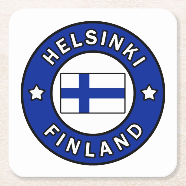 Helsinki Finland Square Paper Coaster (Front)