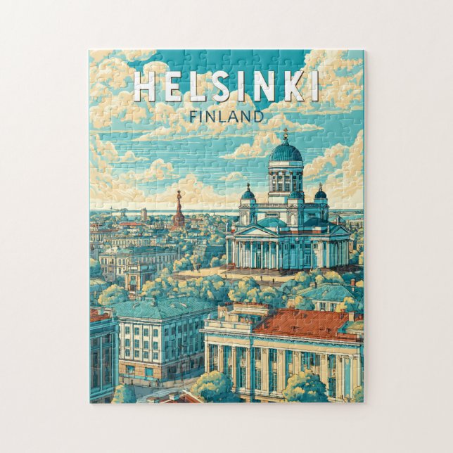 Helsinki Finland Travel Art Vintage Jigsaw Puzzle (Vertical)