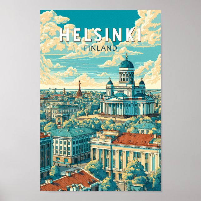 Helsinki Finland Travel Art Vintage Poster (Front)