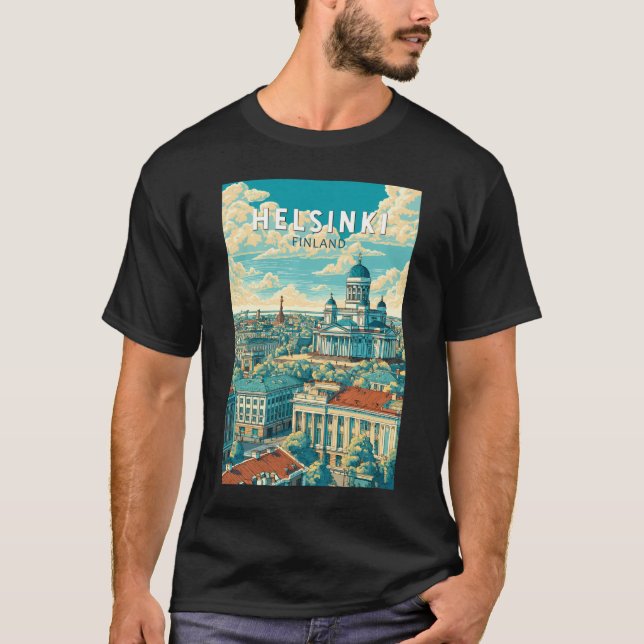 Helsinki Finland Travel Art Vintage T-Shirt (Front)