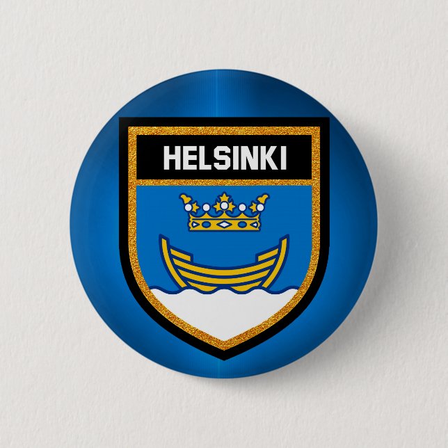 Helsinki Flag 6 Cm Round Badge (Front)