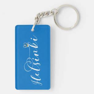 Helsinki Flag In Heart, Finland Key Ring