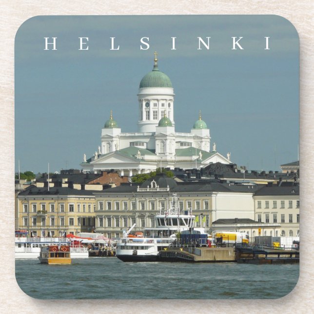 Helsinki harbor and cathedral view coasters (Front)