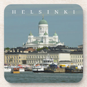 Helsinki harbour and cathedral view coasters