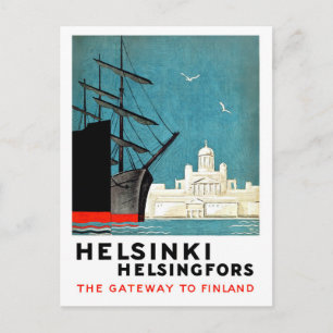 Helsinki, Helsingfors, gateway to Finland, boats Postcard