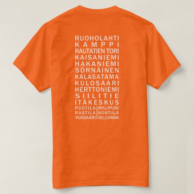 Helsinki Metro Scroll custom clothing T-Shirt (Design Back)