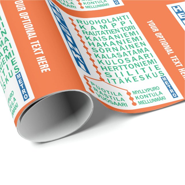 Helsinki Metro Stations custom wrapping paper (Roll Corner)