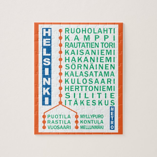Helsinki Metro Stations puzzle (Vertical)