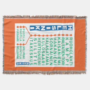 Helsinki Metro Stations throw blanket