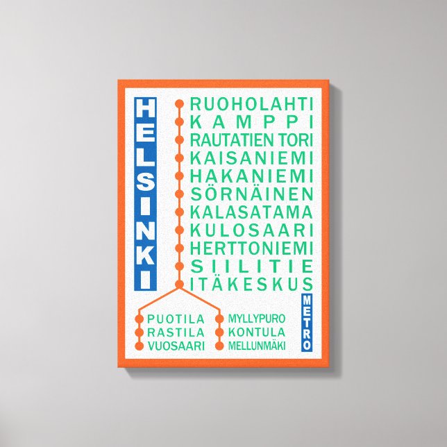 Helsinki Metro Stations wrapped canvas print (Front)