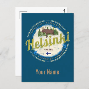 Helsinki moose capital of Finland vintage souvenir Postcard