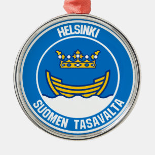 Helsinki Round Emblem Metal Tree Decoration