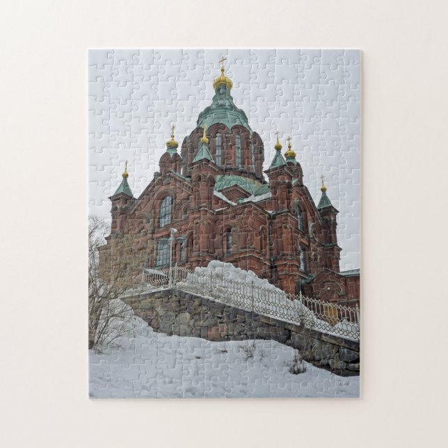 Helsinki Uspenski Cathedral in winter puzzle (Vertical)
