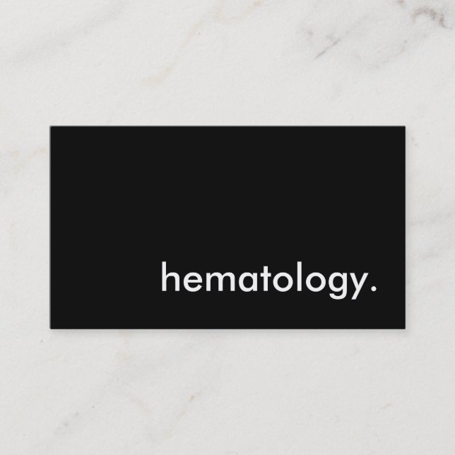 hematology. business card (Front)