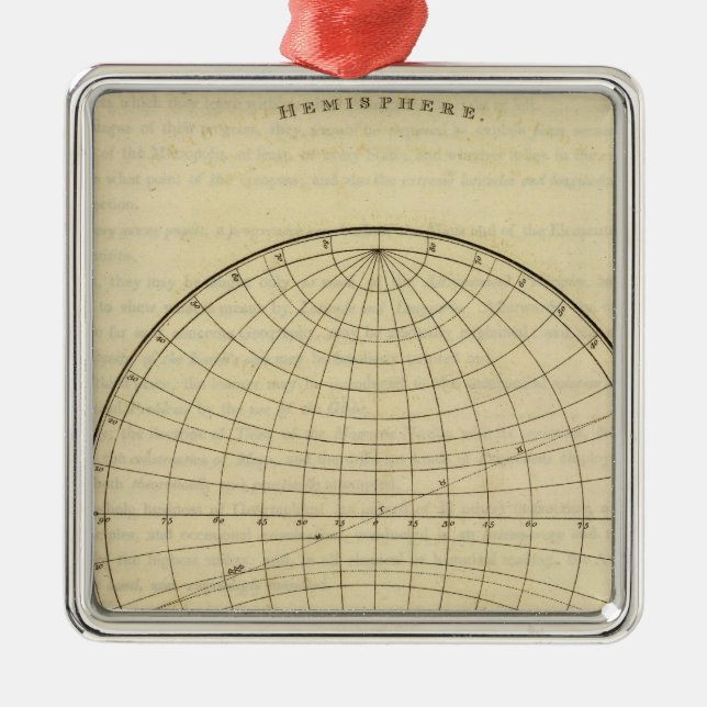 Hemisphere map metal tree decoration (Front)