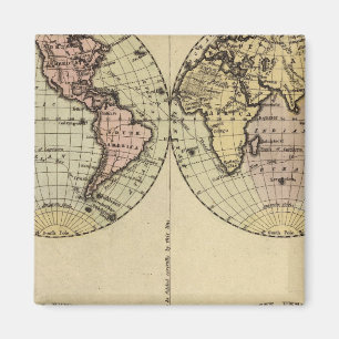 Hemispheres Hand Coloured Atlas Map Magnet