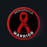 Hemophilia Warrior Ribbon Black Button<br><div class="desc">Hemophilia Warrior Ribbon Black Button for awareness and support for people with hemophilia.</div>