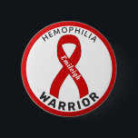 Hemophilia Warrior Ribbon White Button<br><div class="desc">Hemophilia Warrior Ribbon White Button for awareness and support for people with hemophilia.</div>