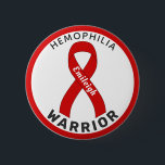 Hemophilia Warrior Ribbon White Button<br><div class="desc">Hemophilia Warrior Ribbon White Button for awareness and support for people with hemophilia.</div>