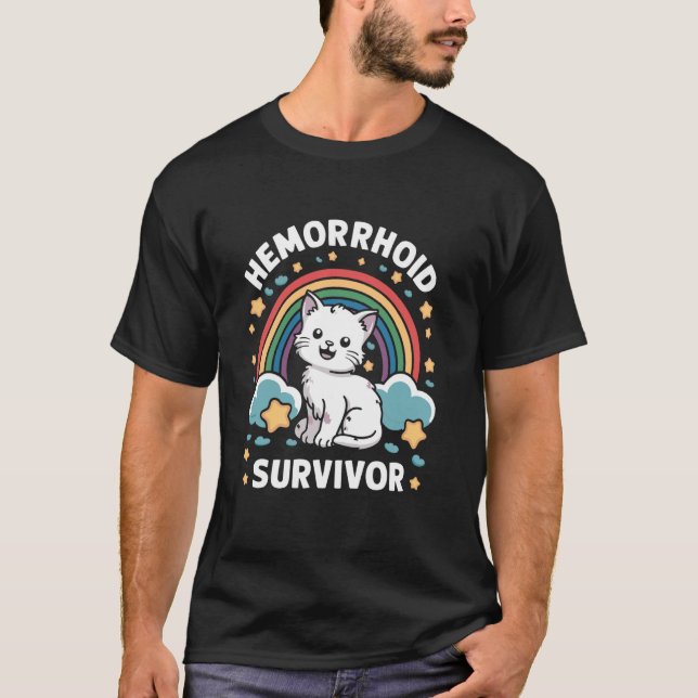Hemorrhoid Survivor Cat T-Shirt (Front)