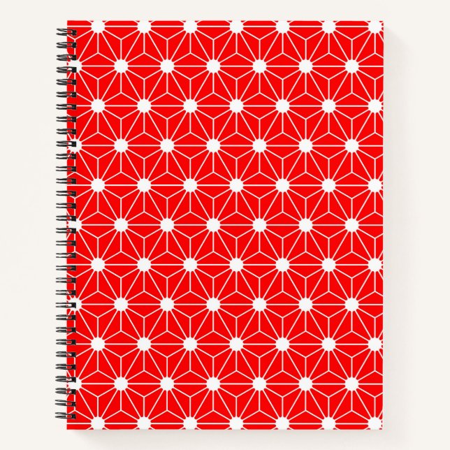Hemp Leaf Asanoha japan pattern traditional red ge Notebook (Front)