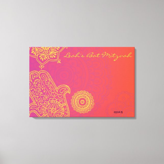 Hemsa Canvas Bat Mitzvah Sign-In Memory Board (Front)