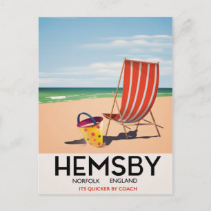 Hemsby Norfolk travel poster Postcard