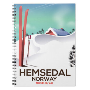 Hemsedal Norway Ski travel poster Spiral Notebook