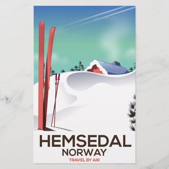 Hemsedal Norway Ski travel poster Stationery (Front)