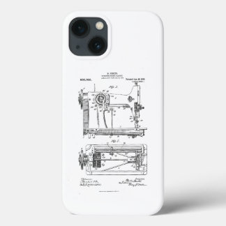 Hemstitch Vintage Sewing Machine Patent iPhone 13 Case