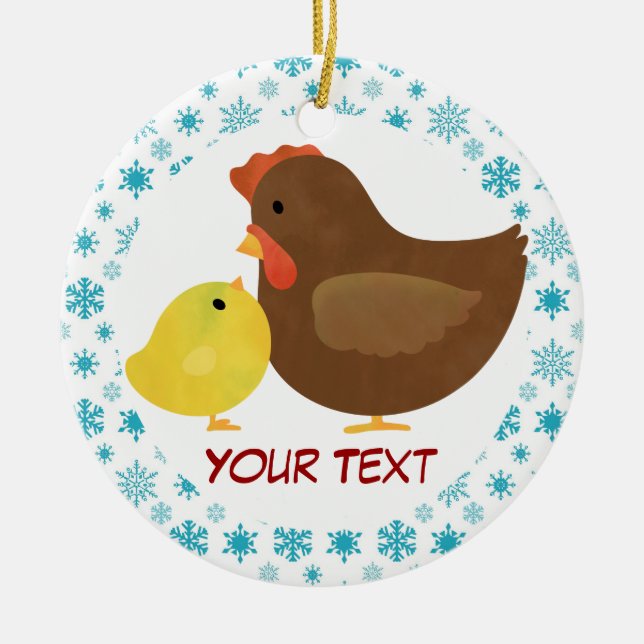 Hen and Chick Christmas Ornament Gift (Front)