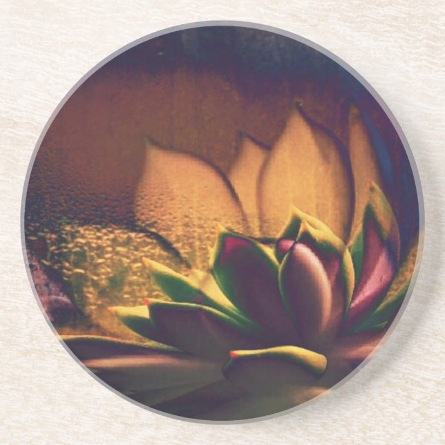 Hen and Chicks Plant Digital Art Coaster (Front)