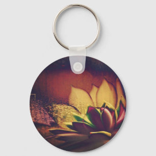 Hen and Chicks Plant Digital Art Key Ring