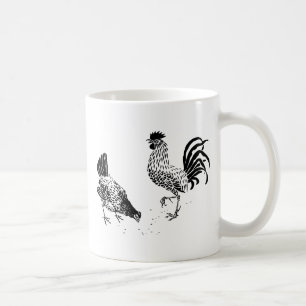 Hen and Rooster Pecking the Ground Coffee Mug