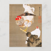 Hen and Rooster with Grapevine by Ito Jakuchu