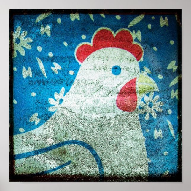 Hen Art Vintage Tin Poster (Front)