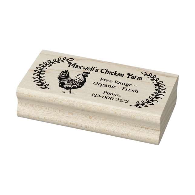 Hen Branches Classic Egg Carton Labelling Rubber Stamp (Stamp)