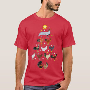 Hen Chick Farmer Merry Clucking Christmas Chicken T-Shirt