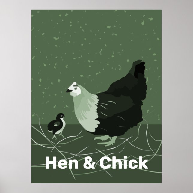 Hen & Chick Green Kitchen Wall Art (Front)