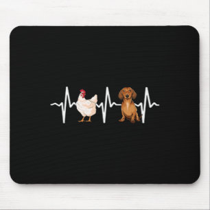 Hen Chicken Brown Dachshund Heartbeat Dog Lover  Mouse Pad