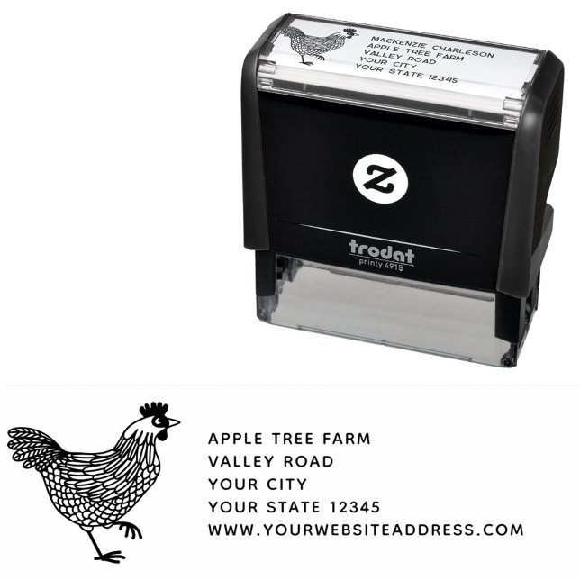 Hen Chicken Farm Address Self-inking Stamp (Chicken Hen fresh eggs farm address self inking stamp)