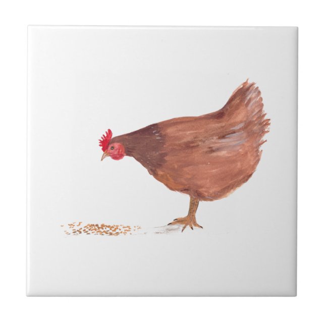 Hen Chicken Farm Animals watercolor Farmyard art Tile (Front)