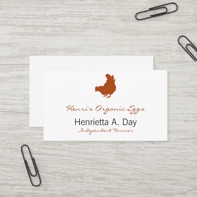 Hen [chicken, farmer, organic eggs] business card (Front/Back In Situ)