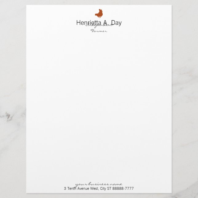 Hen [chicken, farmer, organic eggs] letterhead template (Front)