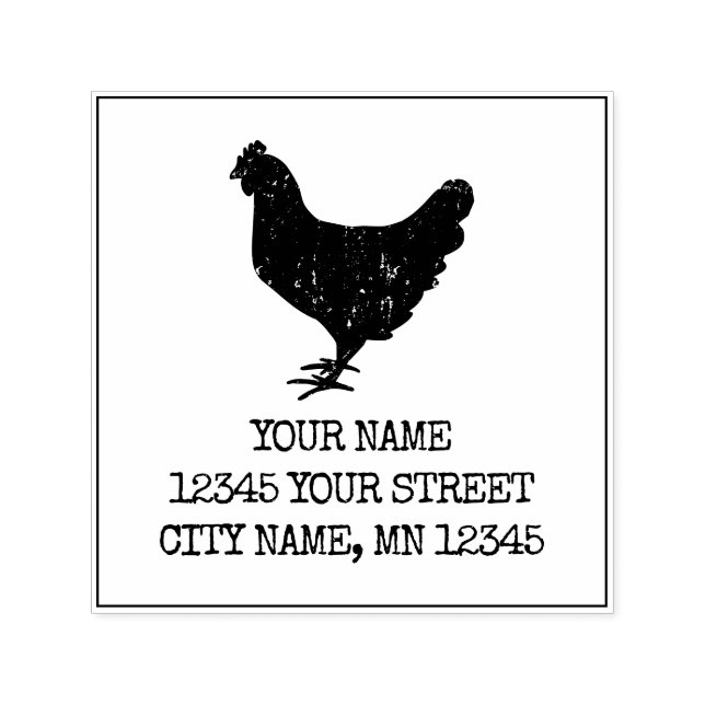 Hen chicken logo self inking return address stamps (Design)