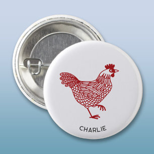 Hen Chicken Personalised 3 Cm Round Badge