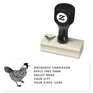 Hen Chicken Personalised Address Rubber Stamp
