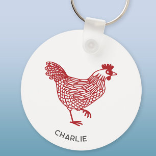 Hen Chicken Personalised Key Ring