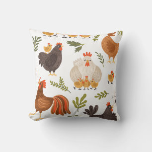 Hen, Chicken Throw Pillow