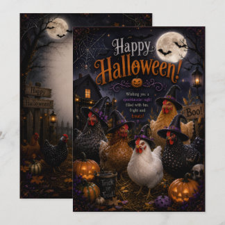hen design hallloween card front back design